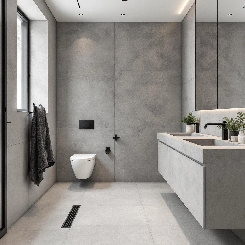 Modern white bathroom addition with frameless glass shower and hex tile floor